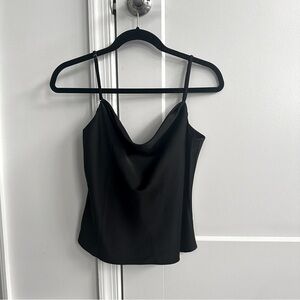 L’Academie x Revolve Cowl Neck Black Spaghetti Strap Low Back Camisole Size S